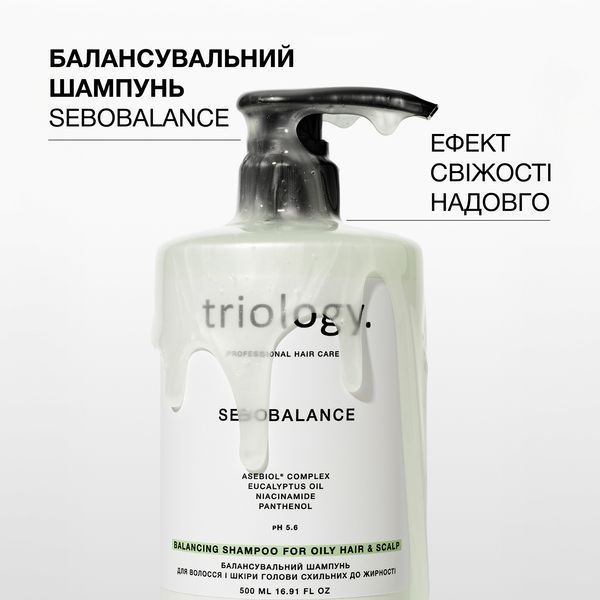 Балансувальний шампунь для волосся і шкіри голови схильних до жирності Sebobalance Triology. 500 мл 4823109705333 фото