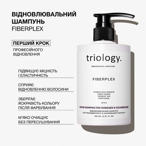 Відновлювальний шампунь для пошкодженого та фарбованого волосся Triology. Fiberplex 500 мл 4823109705340 фото